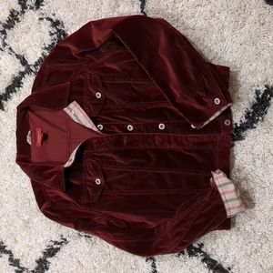 Sundance Burgundy Red Velvet Button Collared Jacket Medium